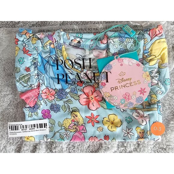NWT Posh Peanut Disney Princess Ruffled Cap Sleeve Basic Bodysuit size 0-3M - Picture 4 of 5